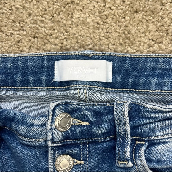 Vervet Blue High rise Distressed Button Fly Medium Wash Skinny Jeans - Picture 3 of 8